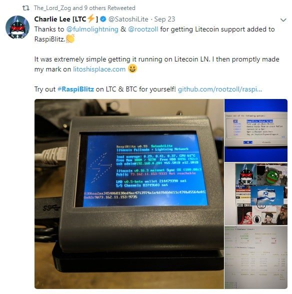 Charlie Lee Discussing RaspiBlitz via Twitter