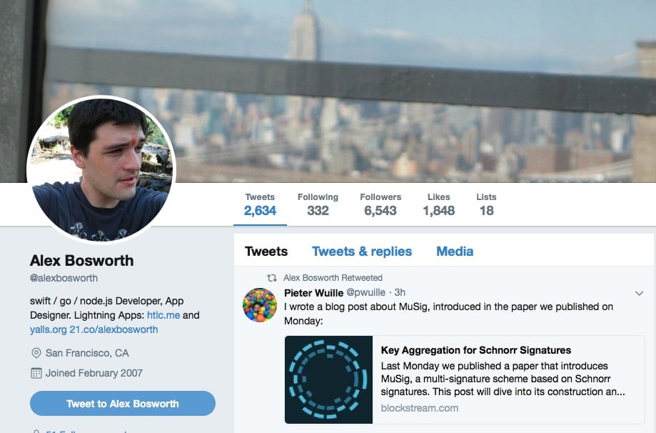 Submarine Swap Developer Alex Bosworth via Twitter