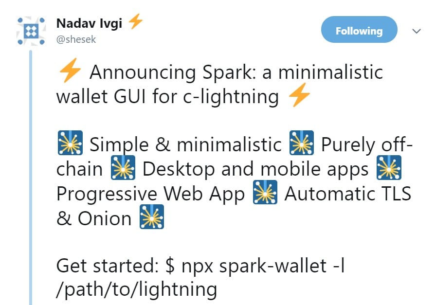 Spark Wallet Release Via Twitter