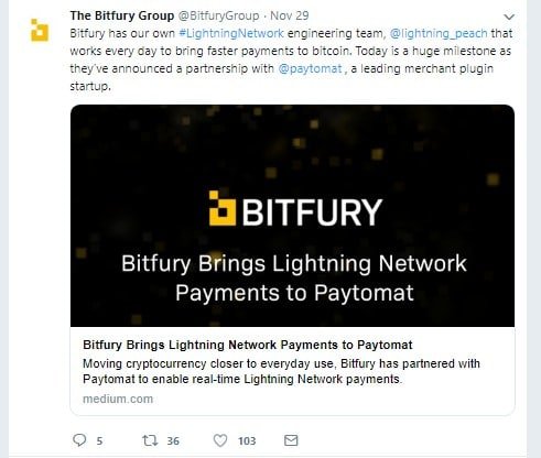 Bitfury Partners with Paytomat via Twitter