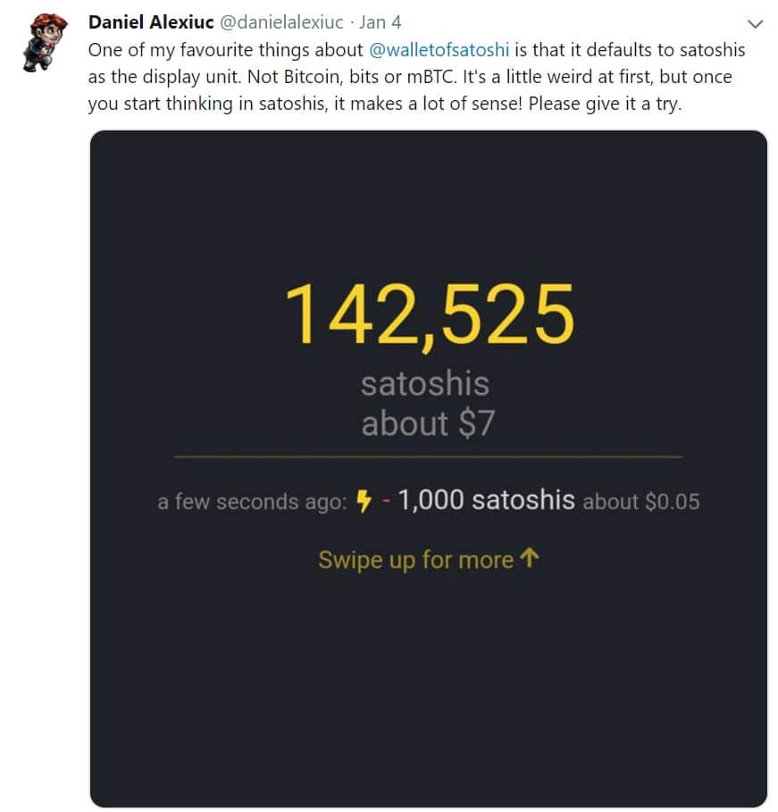 Wallet of Satoshi via Twitter