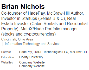 Hadepay CEO Brain Nichols via Linkedin