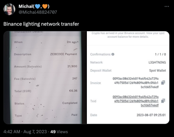 Source - Twitter Binance Lightning Network @Michal48824707