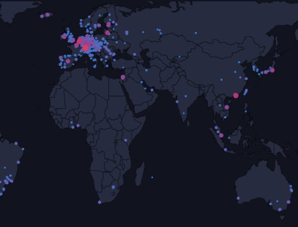 Source - LightningNodes World Map - Lightning Network 2023